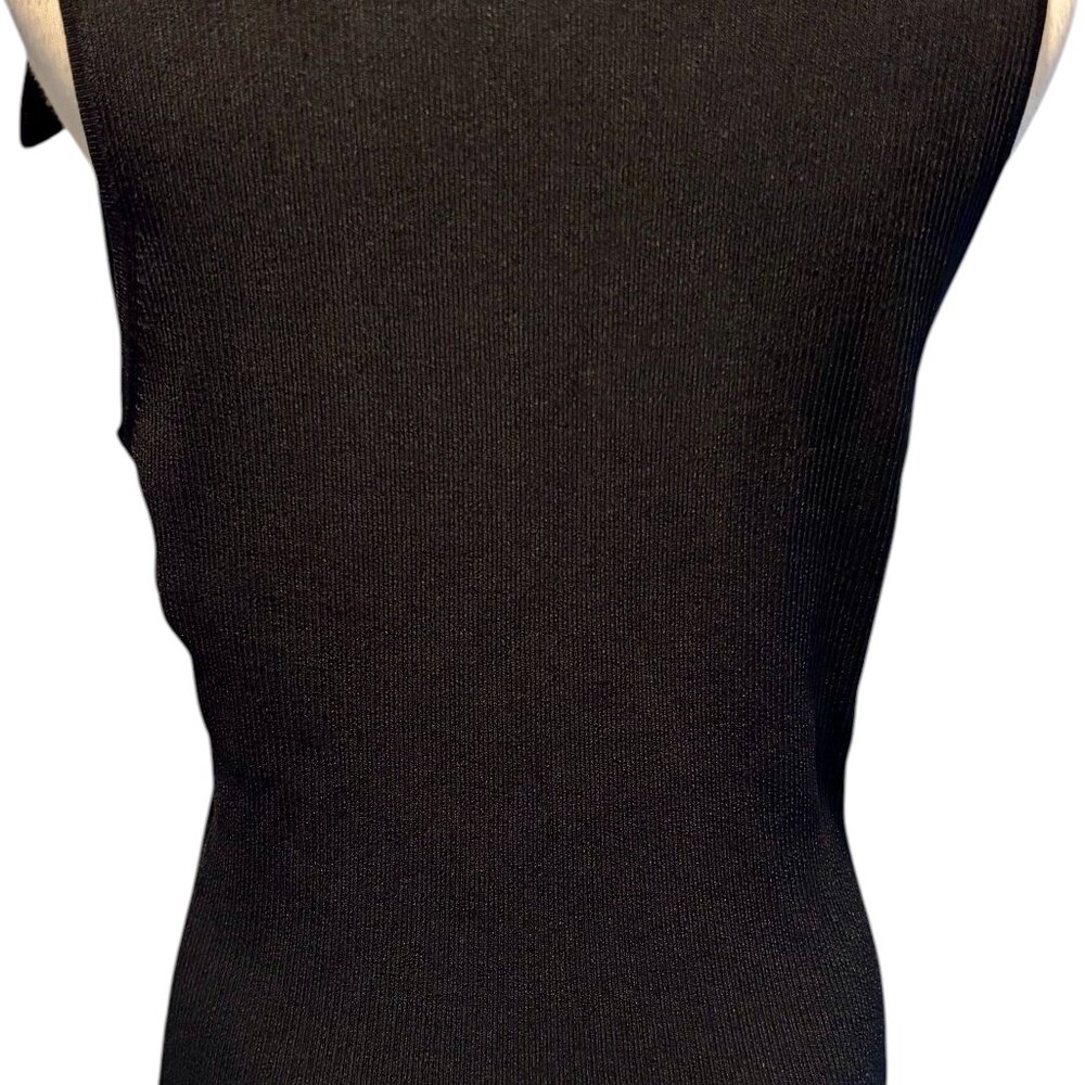 Cache Black 2 WAY Diagonal Rhinestone ZIPPER Rib Knit Top Wayne Rogers - Picture 14 of 14